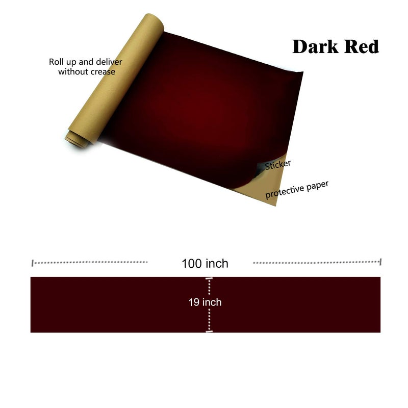 HSDK 19 Inches by 100 Inches Self-Adhesive Flannel Fabric for Jewelry Box Lint Lining Sticky (Dark Red) - Image 2